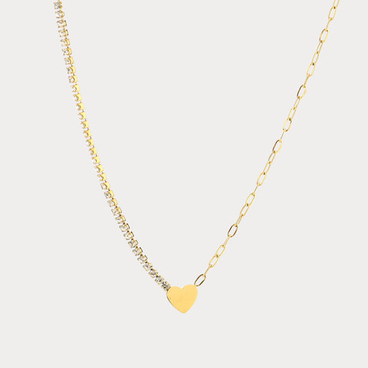 Tennis Heart Necklace - gold