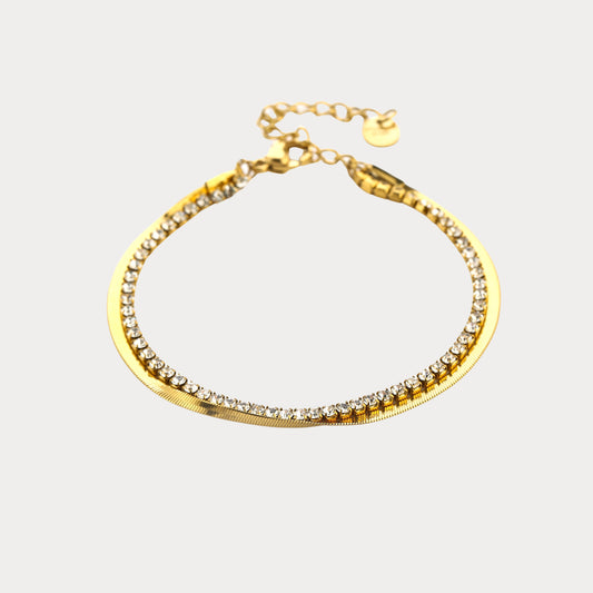 Flat Tennis Combo Bracelet - gold