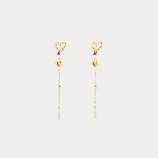 Pink Heart Earrings - gold