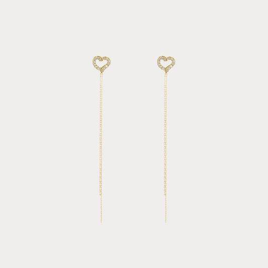 Heart Chain Earrings - gold