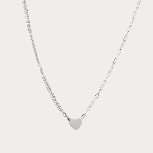 Tennis Heart Necklace - silver