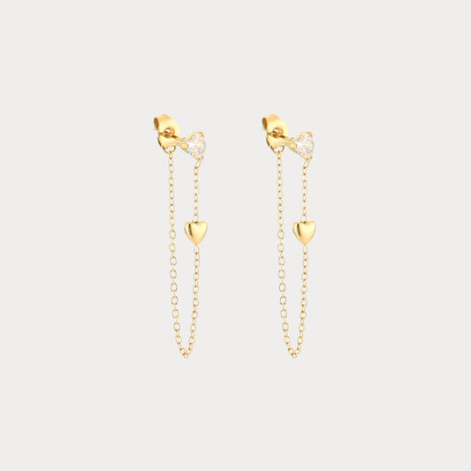 Stone Heart Earrings - gold