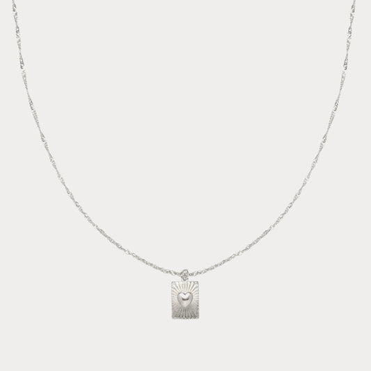 Heart Tag Necklace - silver