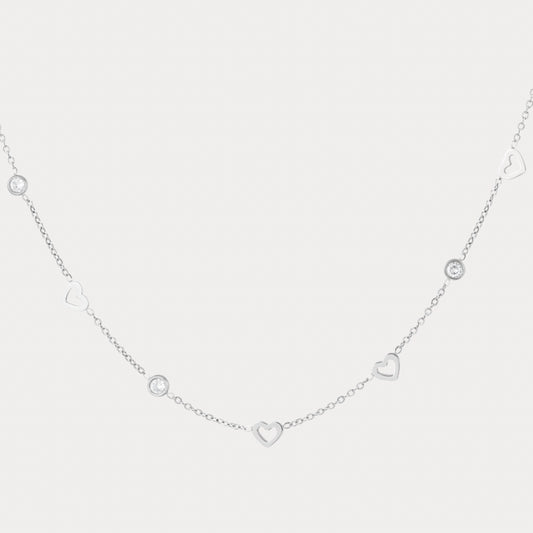 Shiney Hearts Neckace - silver