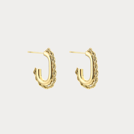 Twisted Oval Earrings - gold