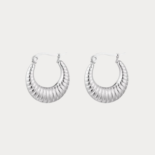 Round Line Earrings - silver