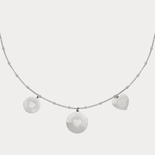 Round Hearts Necklace - silver