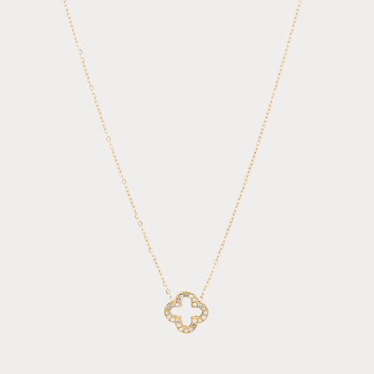 Brass Clover Necklace - gold