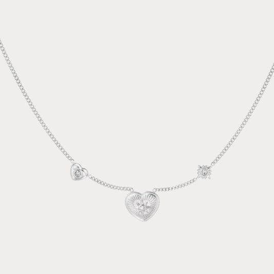 Shiney Heart Necklace - silver