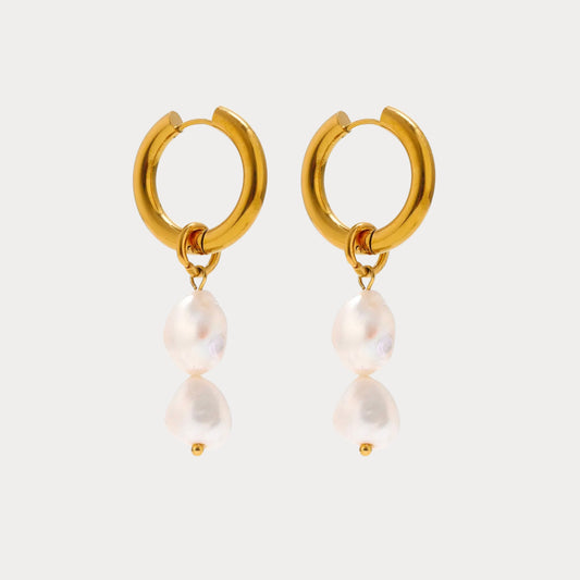 Basic Pearl Earrings - gold