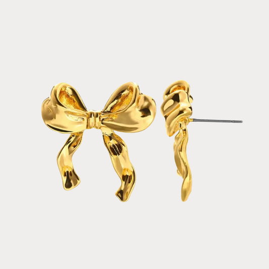 Cute Bow Earrings - gold