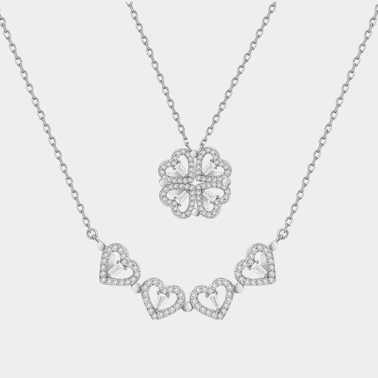 2 in 1 Clover Necklace - silver