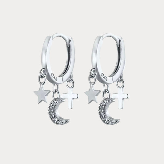 Moon Star Earrings - silver