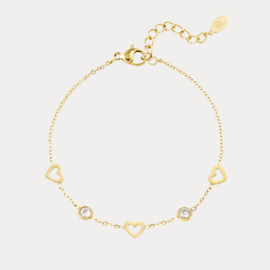 Shiney Hearts Bracelet - gold