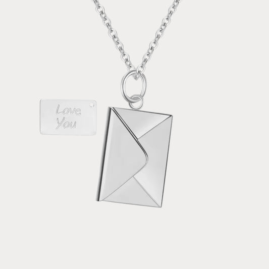 Love You Card Necklace - silver