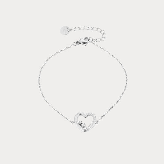 Open Shine Heart Bracelet - silver